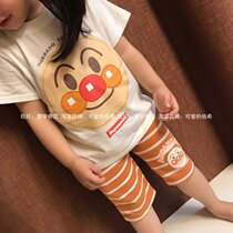 Export Japanese bread Superman face Super Round face big head short sleeve childrens T-shirt baby round neck cartoon short sleeve