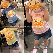 Bread Superman changed face short sleeve fun expression T-shirt face Super Warrior turned face summer short sleeve shirt for boys and girls T shirt