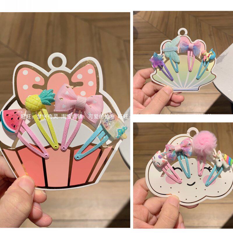 Outlet Australia Children Cute Cartoon Unicorn Hair Clip Pineapples Butterfly Knot Ice Bar Watermelon to nip and sea haircut