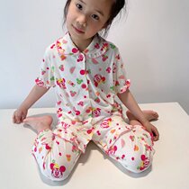 Export Japanese Summer Girls Home Clothes Baby Cartoon Pajamas Kids Short Sleeve Home Clothes for Children Summer
