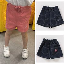 Day single tide girl jeans high waist star shorts Yanjiao hot pants baby summer pants pink hide blue