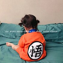 Export Japanese boys and girls kimono Wukong kimono short-sleeved set pajamas bathing suit home wear 90-150