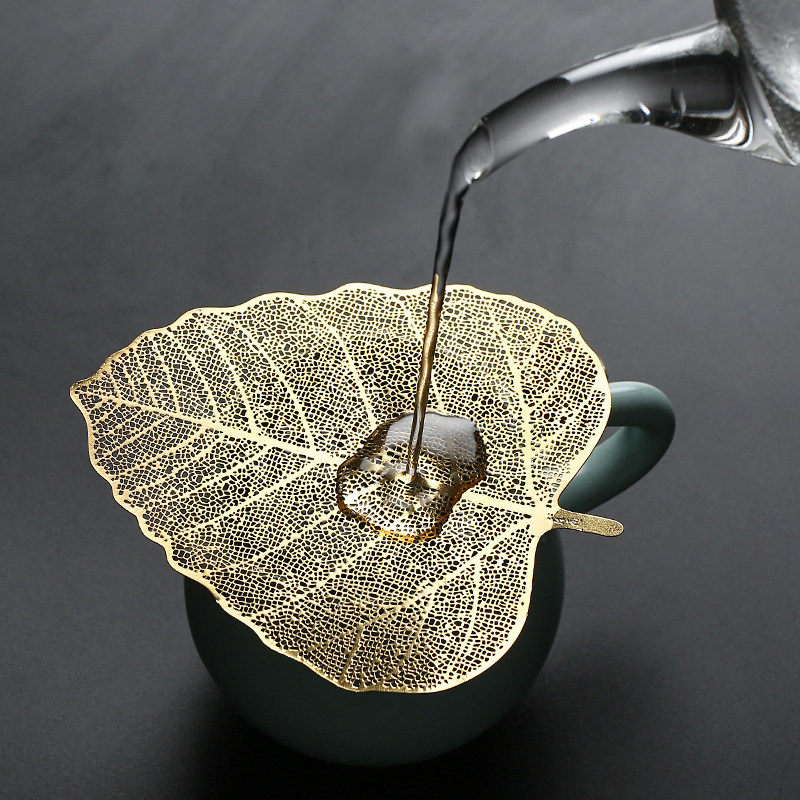 Tea filter tea ceremony accessories tea leak Bodhi leaf creative copper tea leak mesh stainless steel