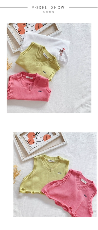 Quần áo bé gái mới 2019 quần áo mùa thu thời trang vest vest trẻ em áo len chui đầu bé áo len nước ngoài thủy triều - Áo ghi lê