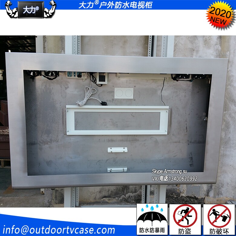 Stainless steel 316 brushed strong outdoor waterproof anti-theft billboard monitor TV touch screen shell iron cabinet