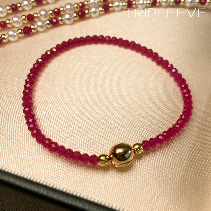 Grown Ruby! Lab-Grown Pigeon Blood Ruby with Ultra-Fine Facets, Bracelet with Red String and Magnetic Clasp for the Year of Birth