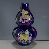 D69 Luminous porcelain dragon pattern six-sided gourd vase ornament made during the Qianlong period of the Qing Dynasty