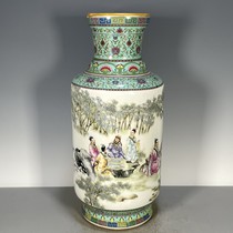 Overseas returned antique porcelain supplies old goods collection authentic Qing Qianlong imperial bamboo forest seven sages hammer bottle