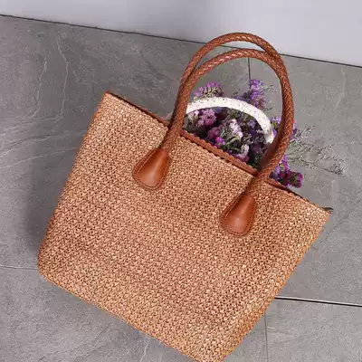 Yidu Gege literary retro summer new big name European and American style grass woven bag women's bag beach bag holiday big bag