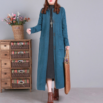 Clothes all gaggi winter dress big code female art retro 100 lap knit wool cardiovert jacket pure color thickened sweater