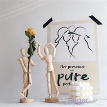 Wooden character moving joint mini desktop ornaments wooden person home decoration doll sketch model crafts