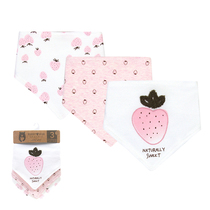 3-piece baby triangle towel combed cotton Double snap adjustable baby saliva towel Cartoon fruit bib bib