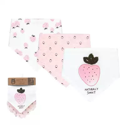 3-piece baby triangle towel combed cotton double-layer snap adjustable baby saliva towel Cartoon fruit bib bib