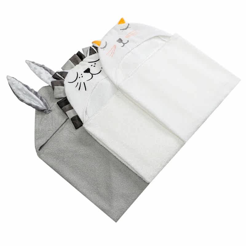 Baby Cartoon Cape Bath Towels Pure Cotton Water Suction Lian Hat Baby Bath Towel Bathrobe