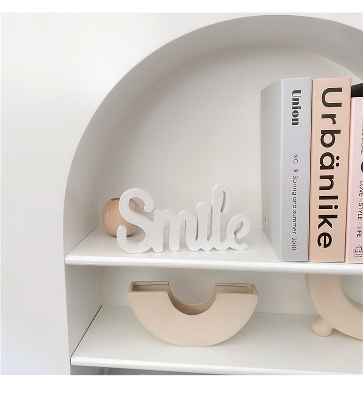 Oknanahome ins домой белый улыбка письмо рабочий стол тумбочка smile деревянный украшение     