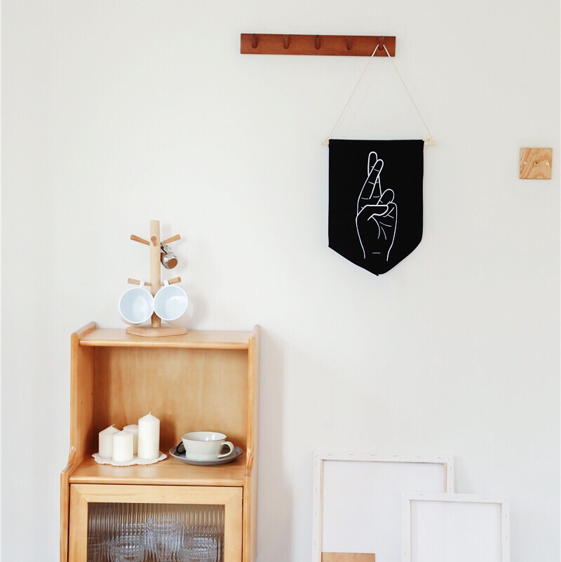 Nordic ins black and white flag wall tent decoration fabric hanging painting photo props background finger letters