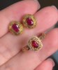 Natural ruby set at a loss, earrings 1.36ct, ring 0.46ct 18k with natural diamonds