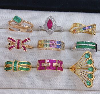 Clearance price, 18k natural colored gemstone ring