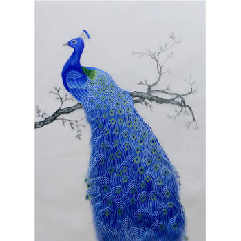 Suzhou embroidery handmade ຊຸດ diy ເລີ່ມຕົ້ນວັດສະດຸຫຸ້ມຫໍ່ blue peacock ຕົນເອງການຖັກແສ່ວ ການຜະລິດຫ້ອຍຮູບພາບ tutorial ການຈັດສົ່ງ