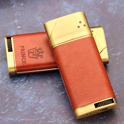 Creative and personalized, high-power, long metal inflatable, windproof, straight-shot lighter, edge and leather embossing machine