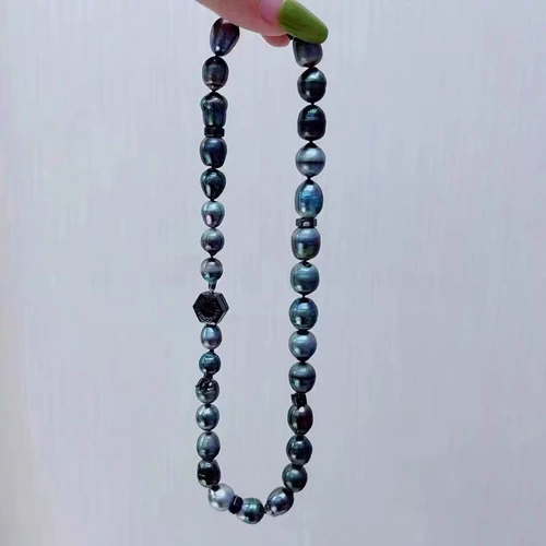 Бусины из жемчуга, аксессуары, черное серебряное ожерелье, модный браслет из бисера ручной работы, серебро 925 пробы