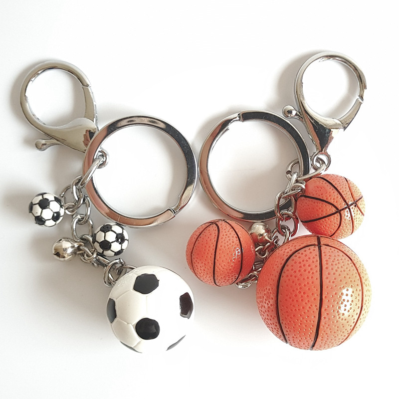 Mini Simulation Football Basketball Car Keychain Bag Pendant Key Ring