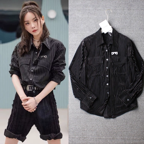 Черный бархатный бархат, сексуальная рубашка, куртка, комплект