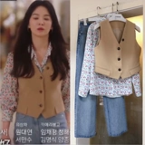 Рубашка, жилет, весенний комплект, 2025 года, цветочный принт