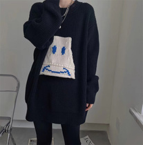 European station 2021 winter style European goods smiling face cartoon wool sweater warm loose slimming sweater womens fashion