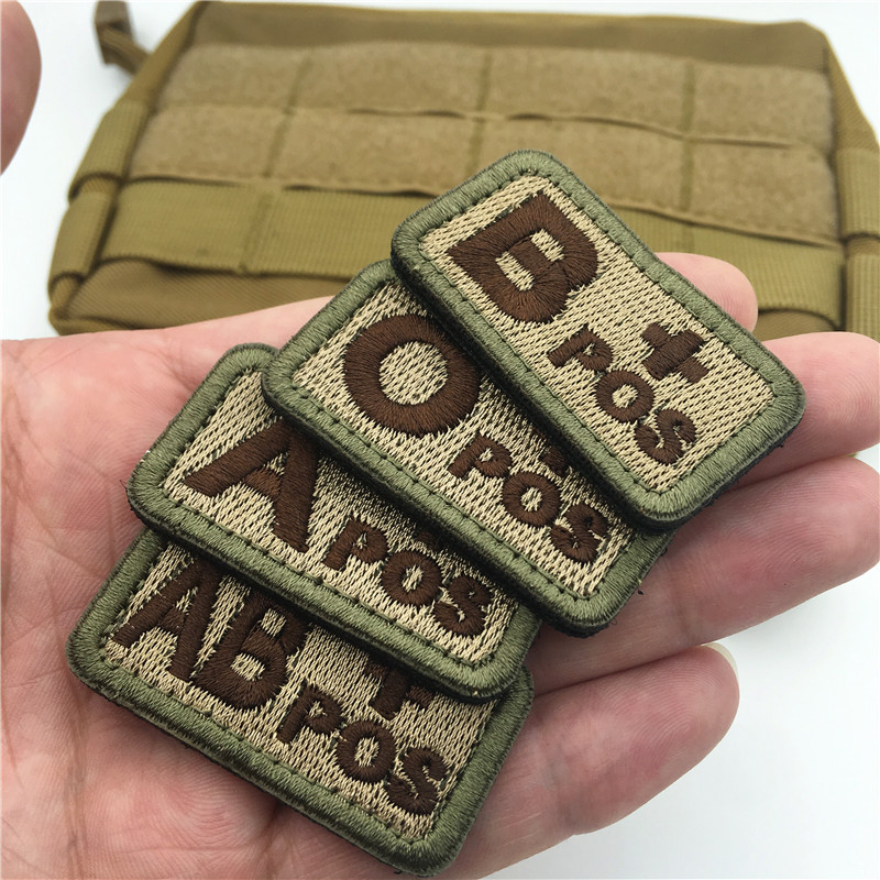 Military Fan Outdoor Recognition Badge Tactical Blood Type Badge Embroidered Velcro Badge A Type B AB Type O + POS