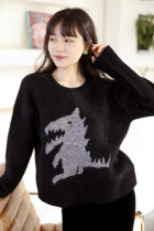 RAYNA · G Renagi original hand painted little wolf pure wool jacquard sweater 1730