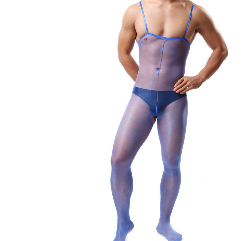 Men's even body silk socks men's pants Sox 5 transparent ultra-thin high play socks male front and back hollowed-out crotch even body silk stockings