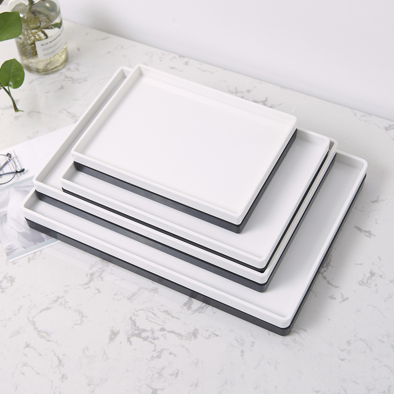 Hotel White Tray Rectangular Shape Beauty Salon Special Guest Room Black Particularly Beautiful Display Tray Plastic Plate