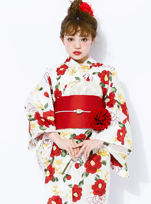 花糖日本代购grl夏季新款日系甜美山茶花浴衣和服四件套giu906