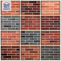 Antique green and red brick exterior wall brick culture brick Retro red brick white Chinese villa living room culture stone background wall