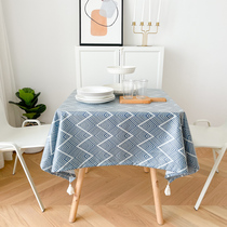 Nordic round table square table waterproof oil-proof tablecloth cloth simple modern cotton linen tea table cloth Japanese tablecloth