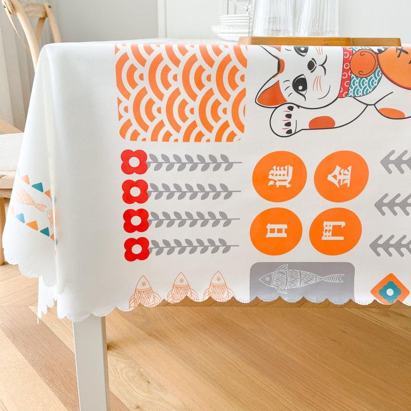 Cartoon waterproof oil-free table cloth cloth art table cloth tea table cloth student dormitory book table cloth for a little fresh