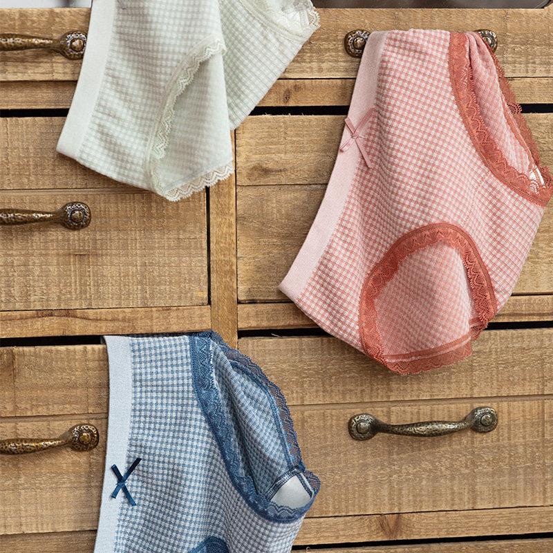 Boots Lower Things Plaid Lace Modale Underwear Spring Summer Mid-Waist Teen Girl Day Department Breathable Pro-Skin Triangle Pants