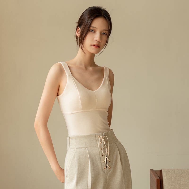 Boots Down Velvet Warm Vest Lady Autumn Winter With Chest Cushion Blouse Free Wear Underwear Thickened Without Marks for the bottom autumn clothes