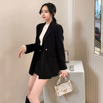 Sandro Vicari black small suit jacket female fashion harness with dress and slim and playful two sets of skirts