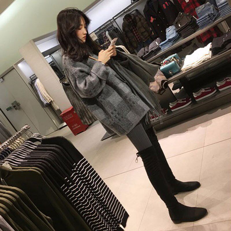 Sandro Vicari wool knit cardiovert blouse spring autumn 2021 new 100 hitch plaid loose sweater