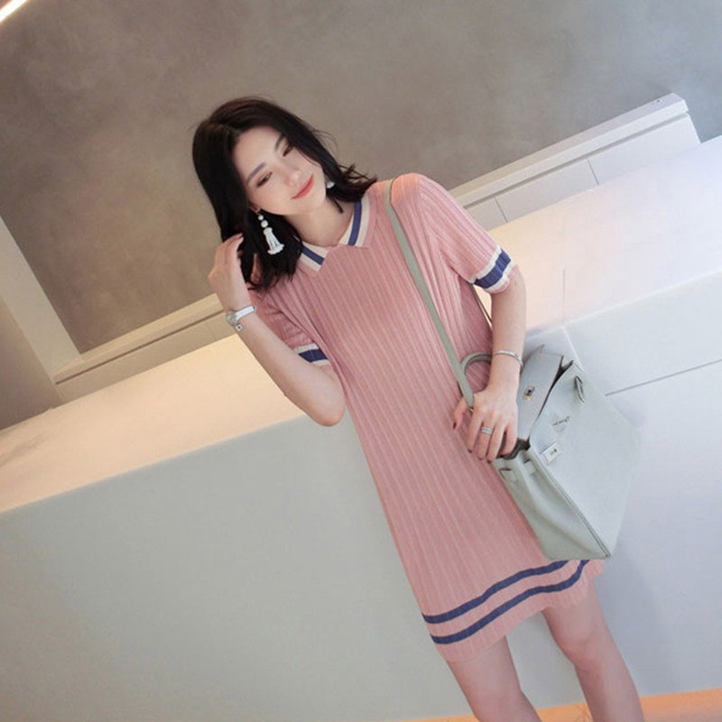 Sandro Vicari Knit Ocean Dress Women's Summer 2021 New Temperament Striped Ice Silk Display Slim Straight Skirt