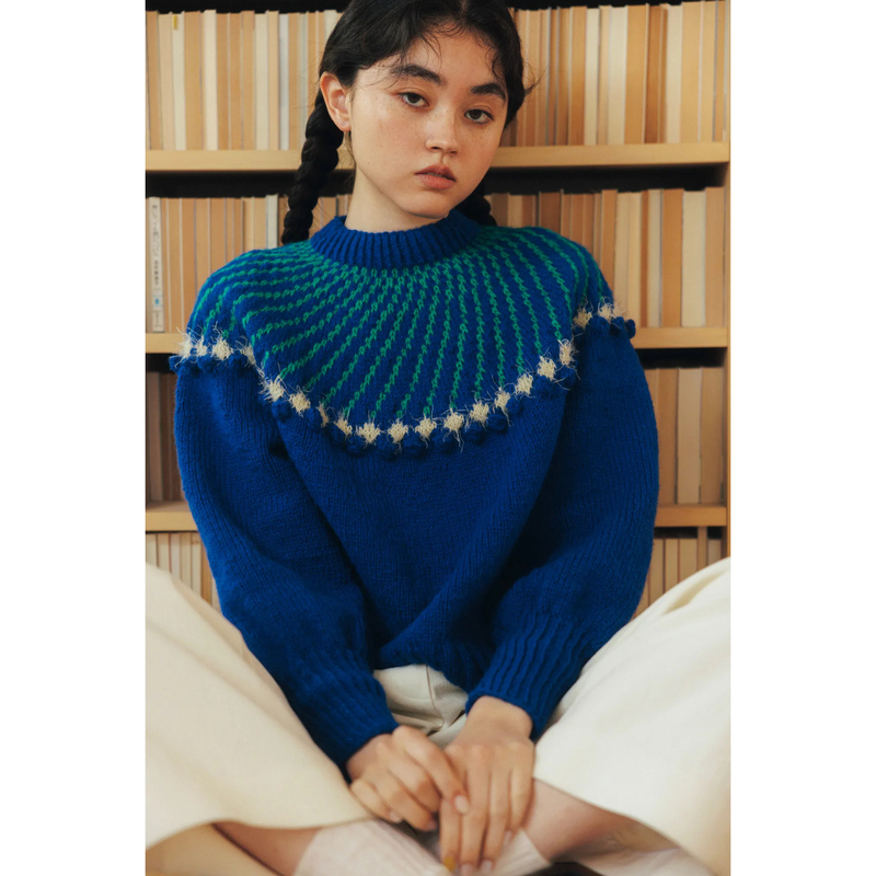 Japan Yokota Daruma|Cheviot Meteor Shower Flower Yoke Pullover Knitting Kit Japan Yokota Daruma|Cheviot Meteor Shower Flower Yoke Pullover Knitting Kit