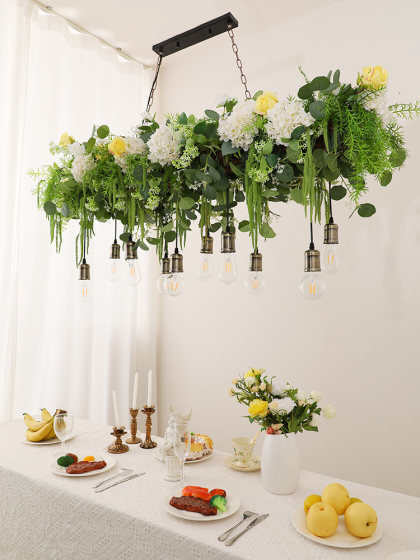 Plant-Shaped Dining Table Pendant Light, Western Restaurant Light, Milk Tea Shop, Dessert Shop, Flower Shop, Trendy Restaurant, Long Table Light, Bar Counter Light