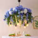 Plant Chandelier Restaurant Decoration Chandelier Blue and White Floral Trendy Bubble House Glass Room Restaurant Ceiling Decoration Light