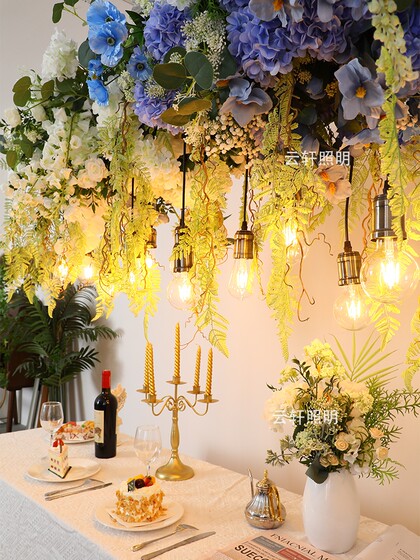 Bar Counter Chandelier, Creative Restaurant Banquet Hall Dining Table, Flower Shop, Sunroom, Window, Courtyard, Backyard Garden Decorative Plant Light