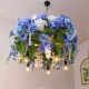 Plant Chandelier Restaurant Decoration Chandelier Blue and White Floral Trendy Bubble House Glass Room Restaurant Ceiling Decoration Light