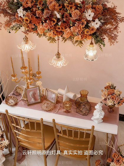 Bar Chandelier, French Romantic Style, Floral Coffee Color, Cafe Restaurant, Wedding Banquet Hall Decoration, Retro Atmosphere Light