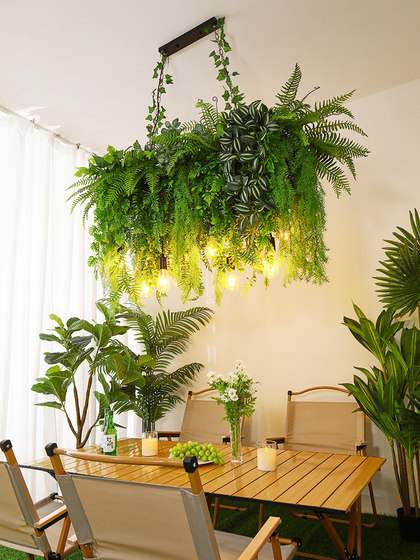 Bar Counter Pendant Light, Forest-Style Guesthouse Window Display, Sunroom Courtyard Dining Table Lamp, Thai Restaurant Decorative Plant Light