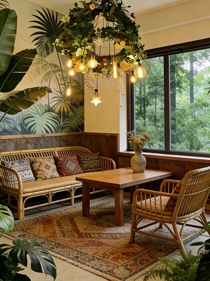Retro Rattan Chandelier Bedroom Living Room Dining Room Hotel Decorative Lighting Creative Homestay Personalized Shop Atmosphere Light